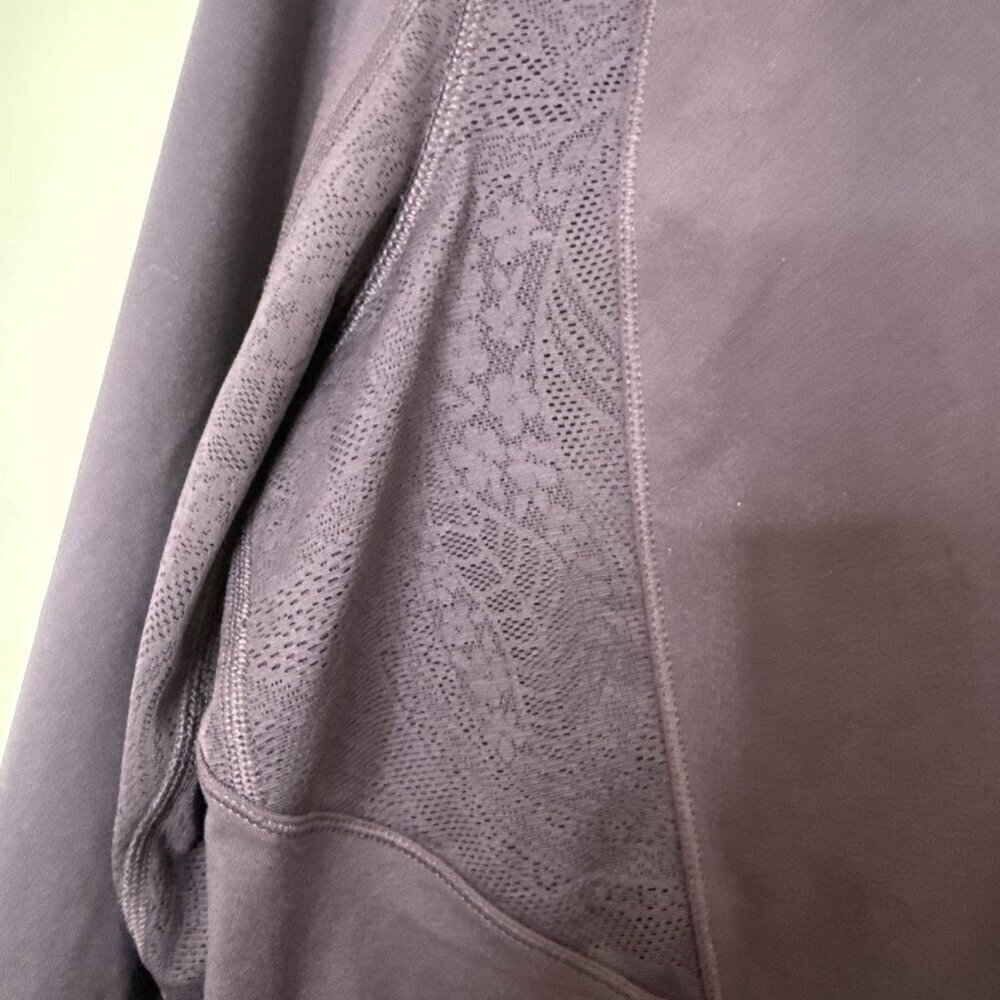 Athleta Shanti Lace Purple Crop Long Sleeve Breathe Wicking Shirt Top Sz 2X - Picture 4 of 13